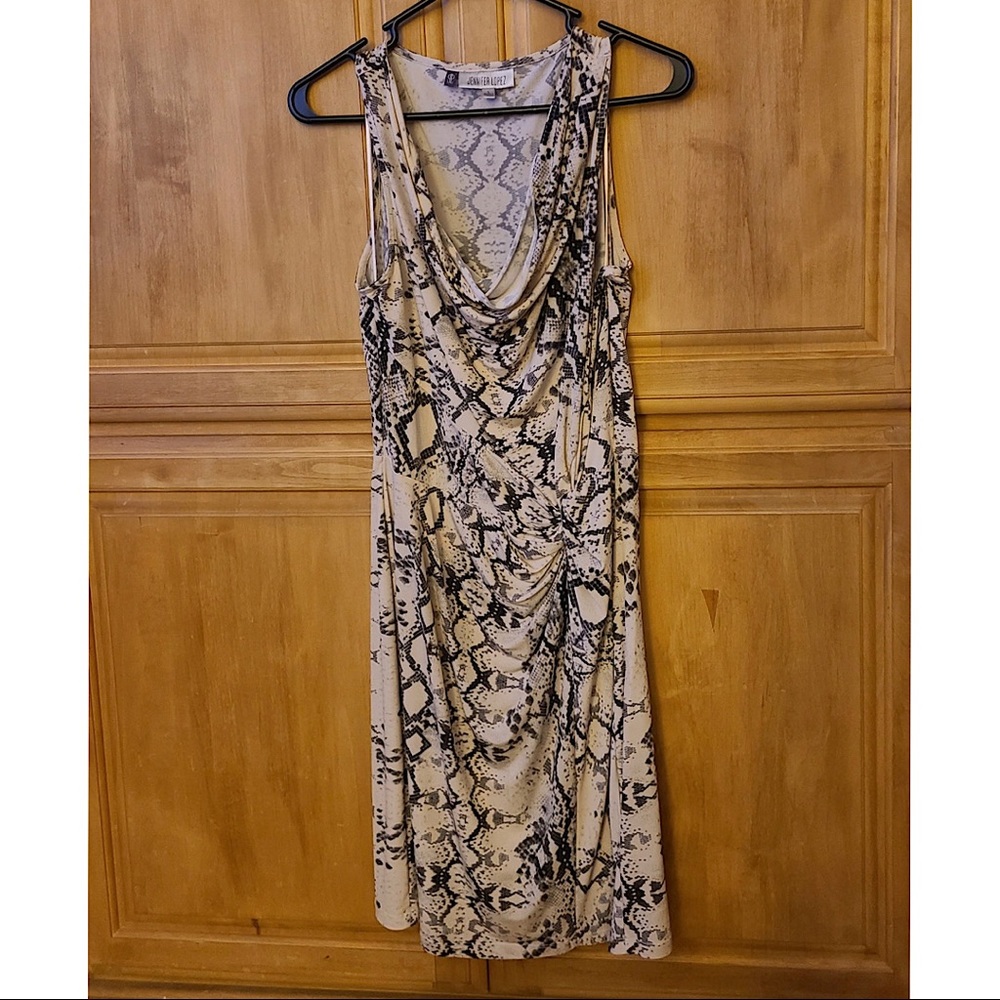 Jennifer Lopez sleeveless snakeskin print dress